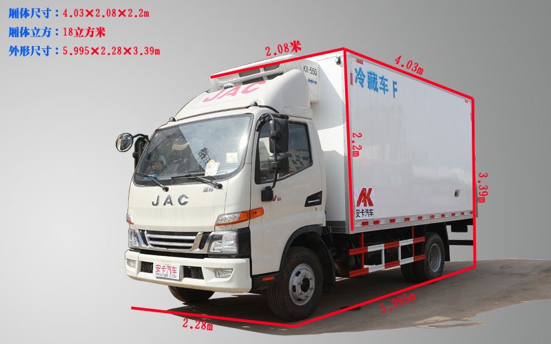江淮駿鈴4.2米冷藏車廂體尺寸